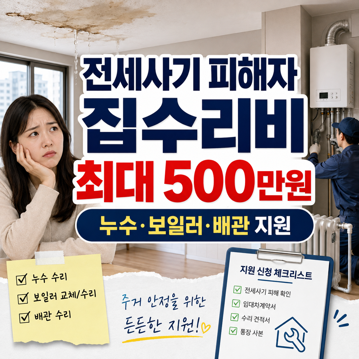 서울 전세사기 피해자 집수리비 최대 500만원 지원｜누수&middot;보일러&middot;배관 신청방법 총정리
