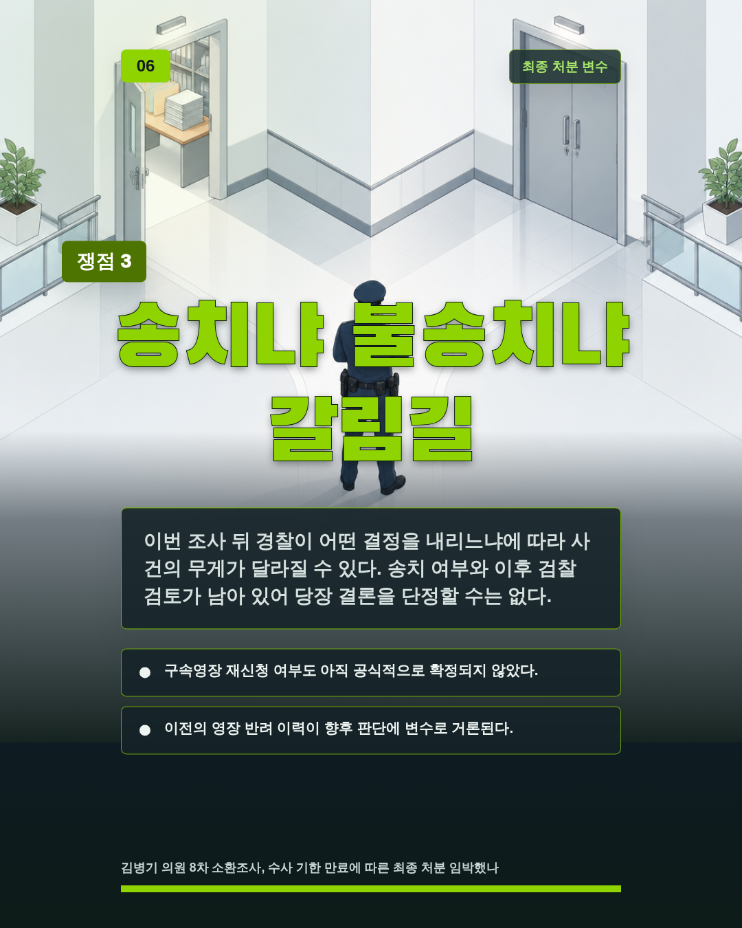 송치냐 불송치냐 갈림길
