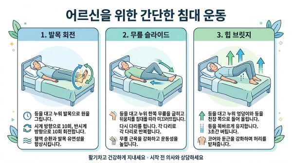 어르신을 위한 간단한 침대 운동