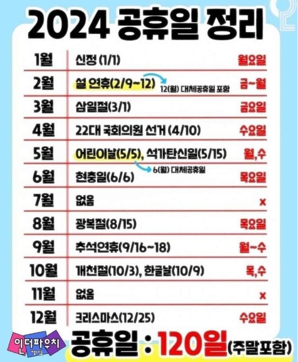 2024 새해 공휴일