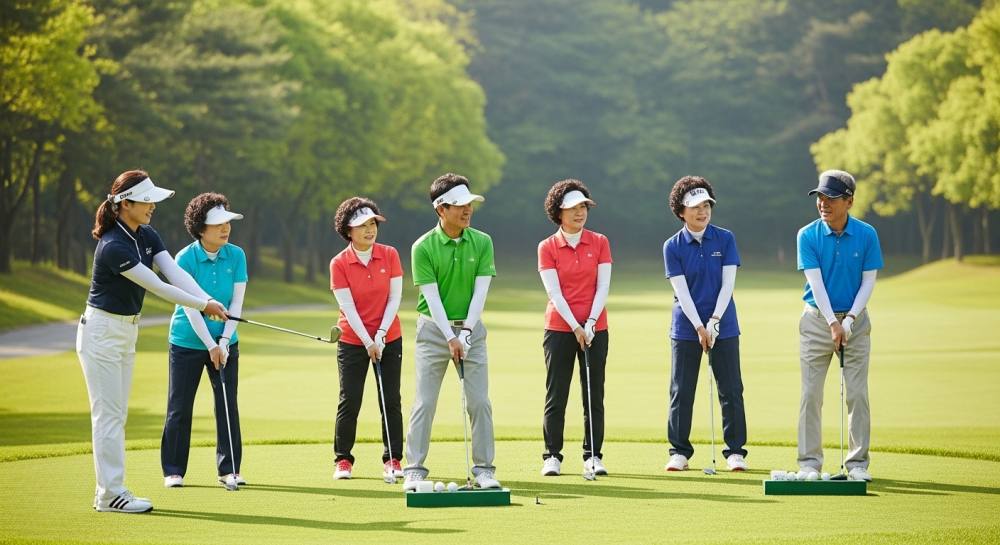 파크골프 지도사가 강습하는 사진