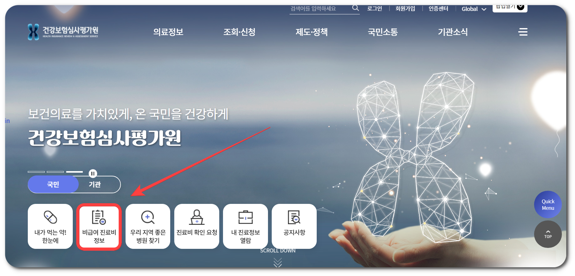 비급여 진료비 정보사이트