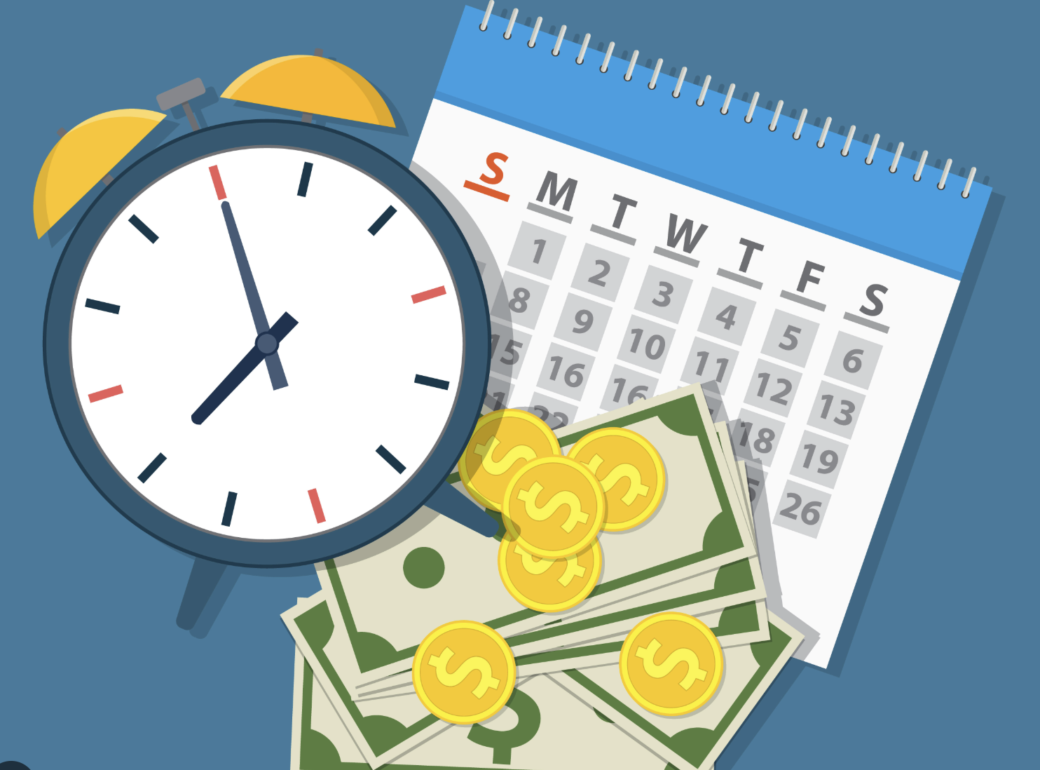 퇴직금-계산을-위한-시간과-돈의-관계를-나타내는-일러스트-이미지