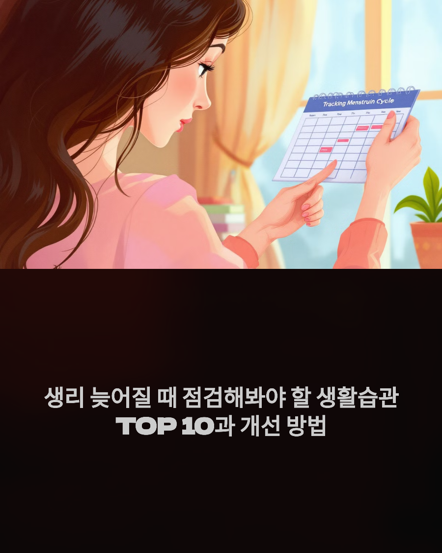 생리 늦어질 때 점검해봐야 할 생활습관 TOP 10과 개선 방법