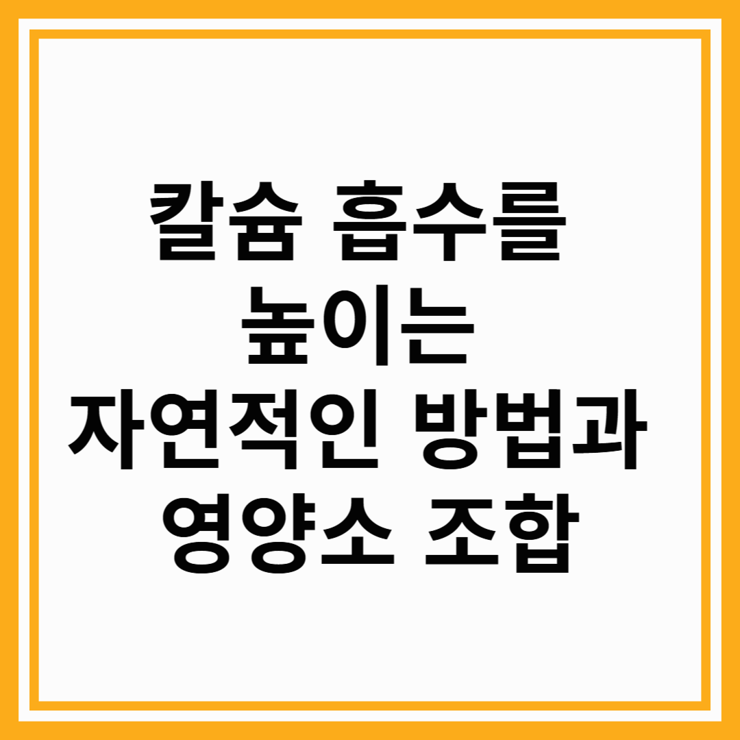 칼슘 흡수를 높이는 자연적인 방법과 영양소 조합