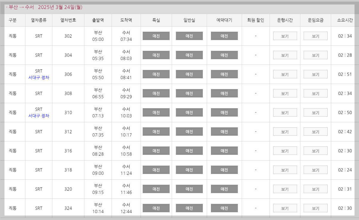 부산역 SRT 시간표, 예매, 주차장 3분 총정리
