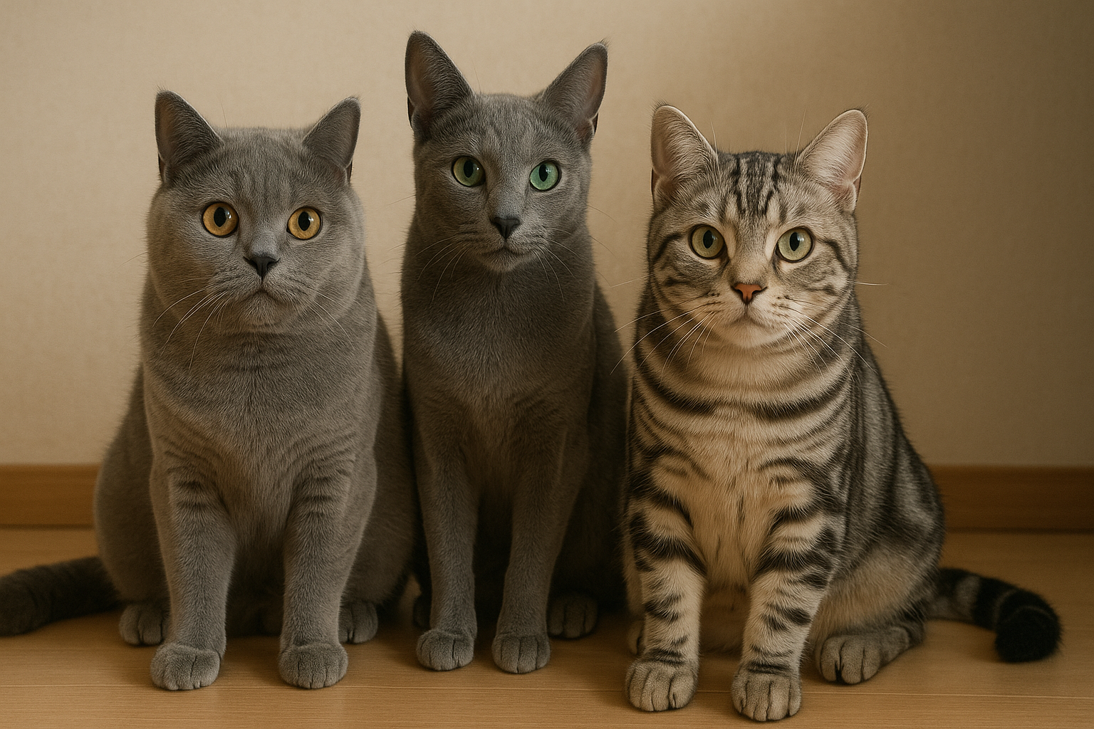 브리티시숏헤어, 러시안블루, 아메리칸숏헤어 고양이 사진