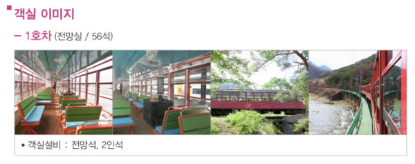 백두대간협곡열차 1호자 객실이미지 사진