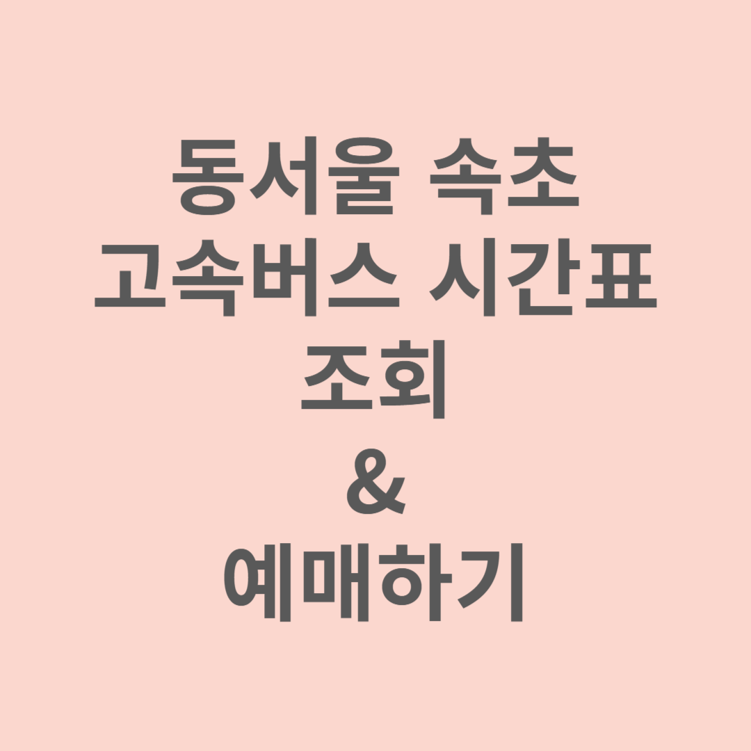 동서울에서 속초행 고속버스 시간표, 예매방법
