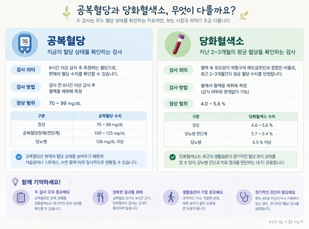 공복혈당과 당화혈색소 비교