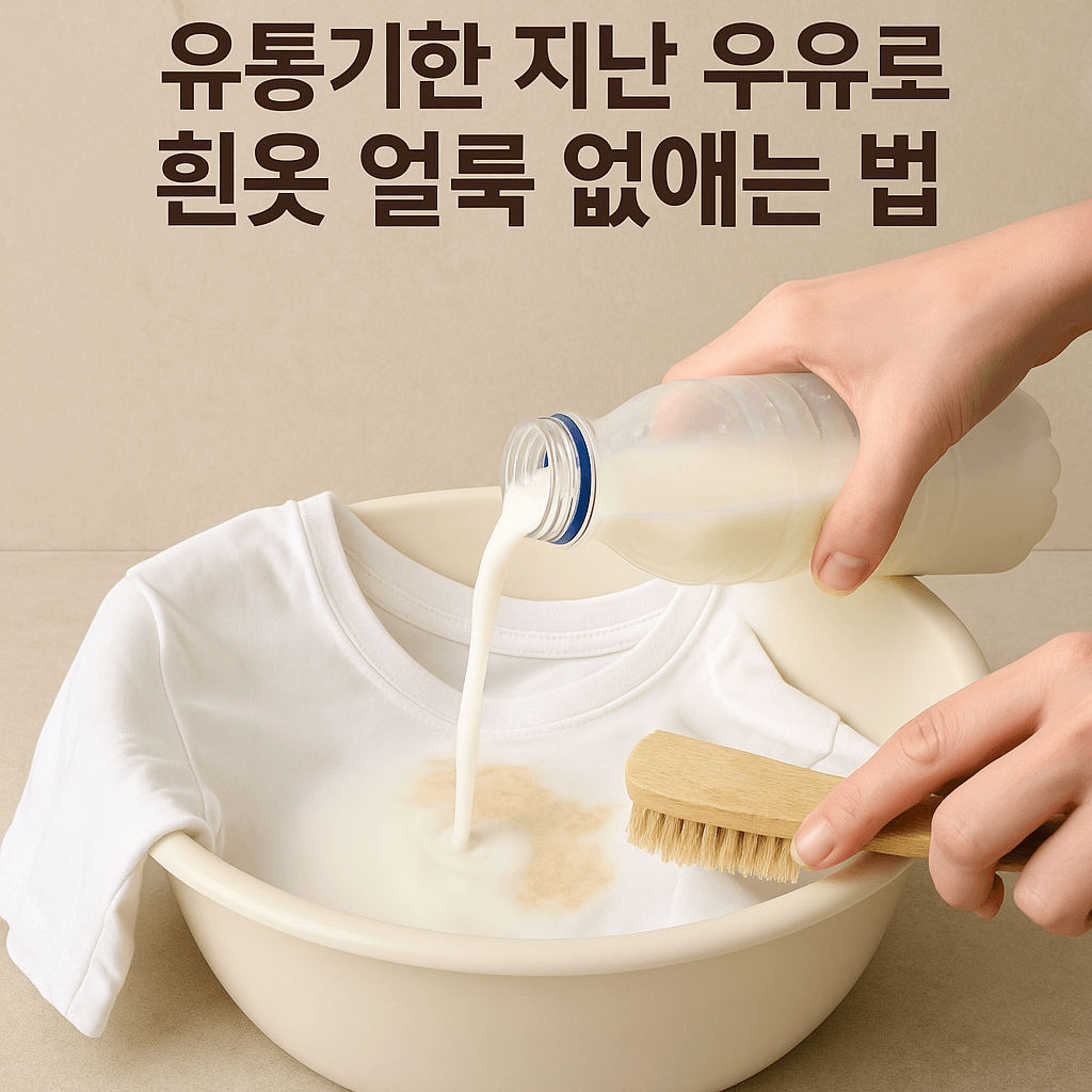 우유를 활용한 얼룩 제거하는 모습
