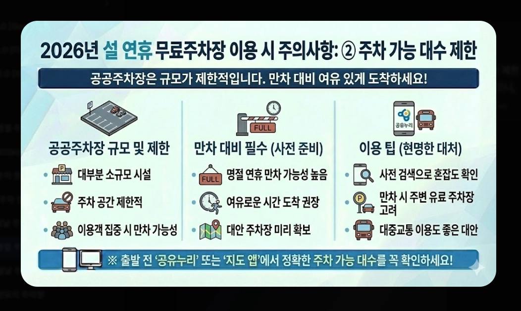 명절 무료주차장 확인(2026년, 설 연휴, 개방 현황)(+ 조회 방법)