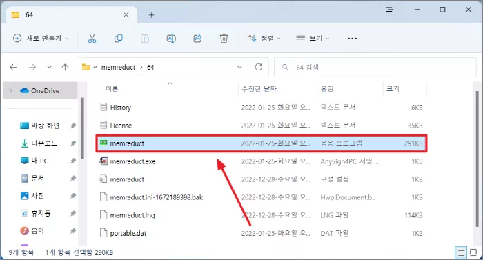 memreduct 실행