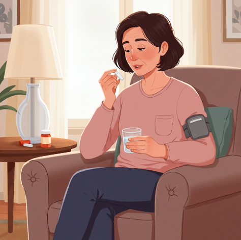 혈압약을 먹는 사람 이미지