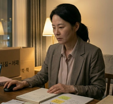 가계부를 정리하며 행정실무 공문서를 작성하는 워킹맘