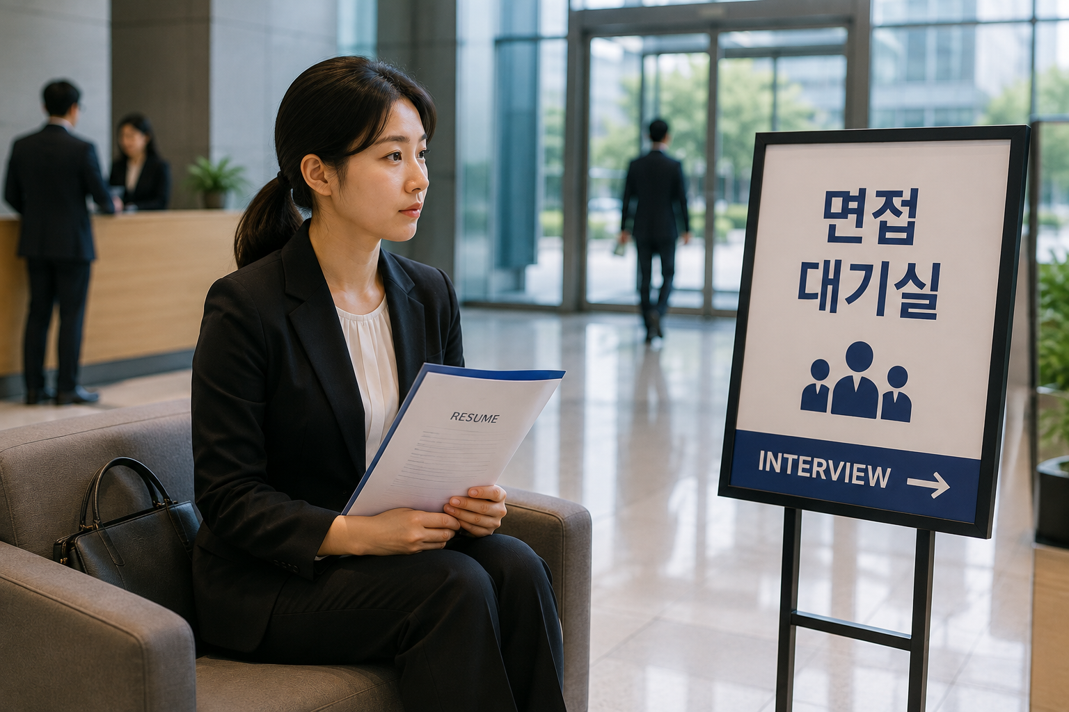면접 대기실의 차분한 순간