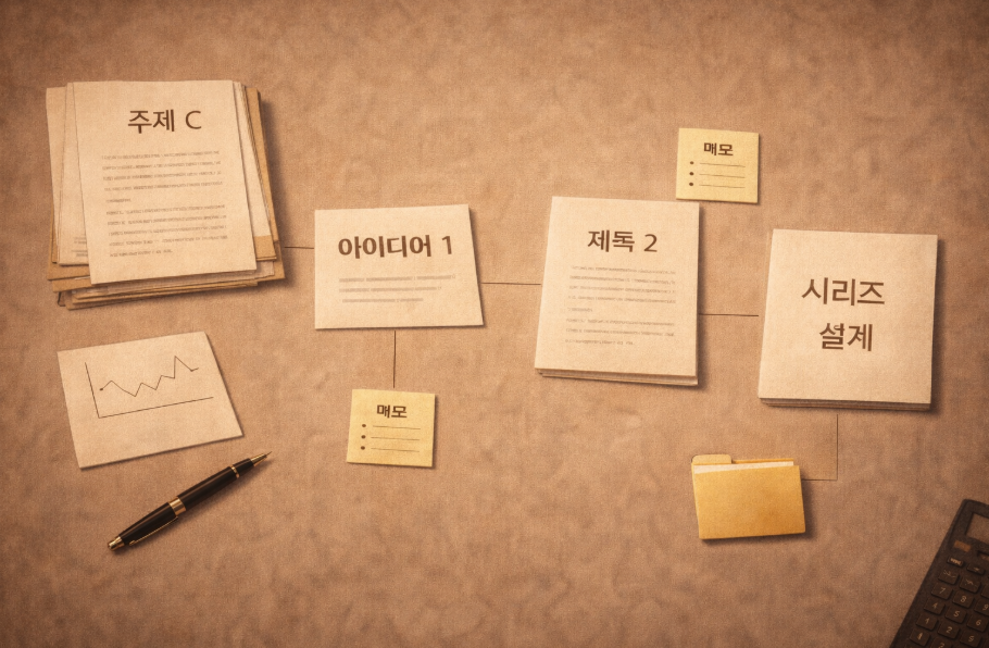 콘텐츠가 시리즈 구조로 전환되는 과정을 나타낸 이미지