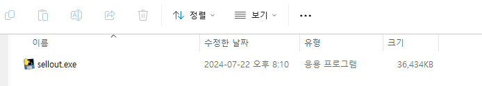 sellout.exe 파일 생성된 것