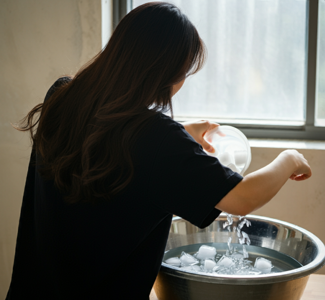 얼음물 이용한 티셔츠 복원 방법