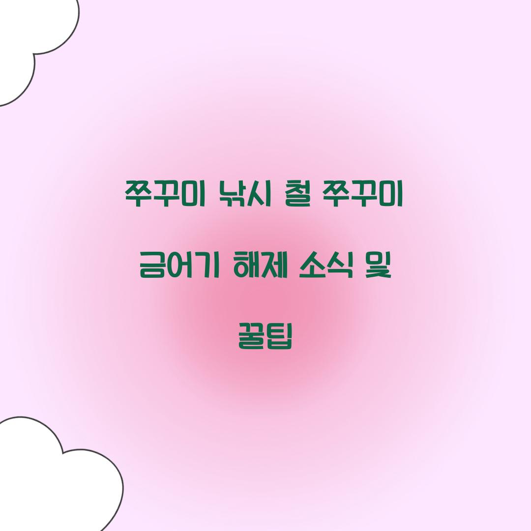 쭈꾸미 철 쭈꾸미 금어기