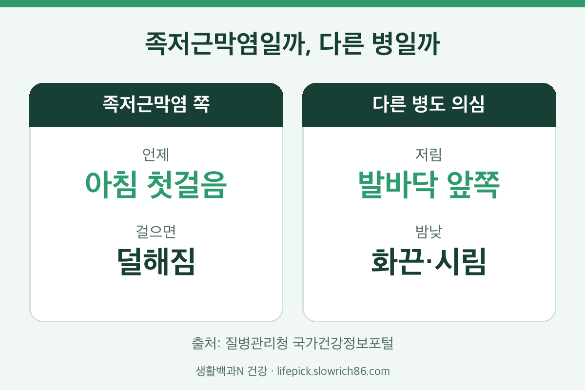 족저근막염 증상과 헷갈리는 발 통증 비교