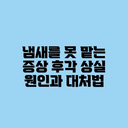 냄새를 못 맡는 증상 후각 상실 원인과 대처법
