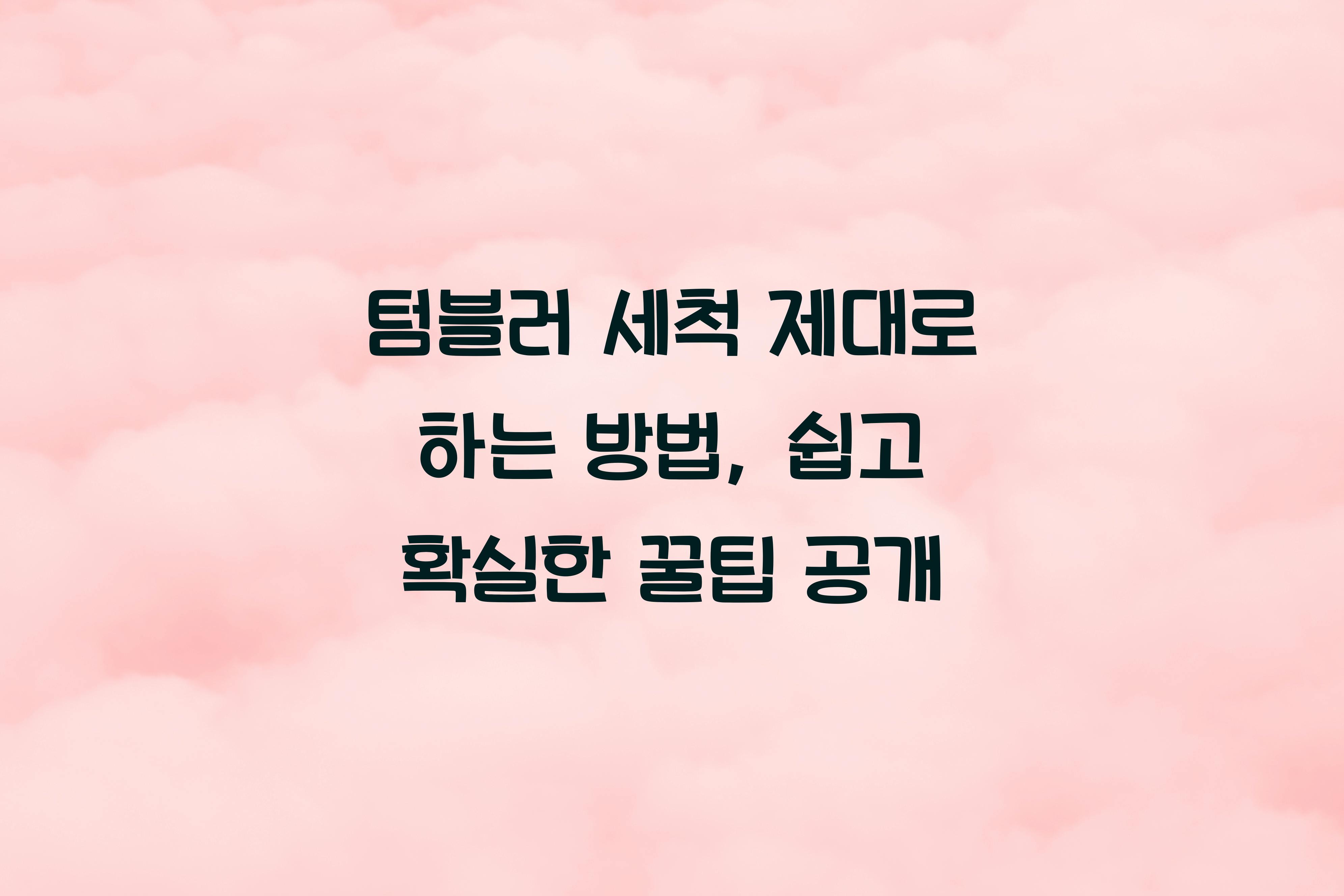 텀블러 세척 제대로 하는 방법