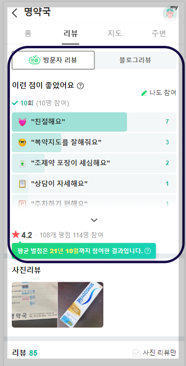 근처 약국 리뷰