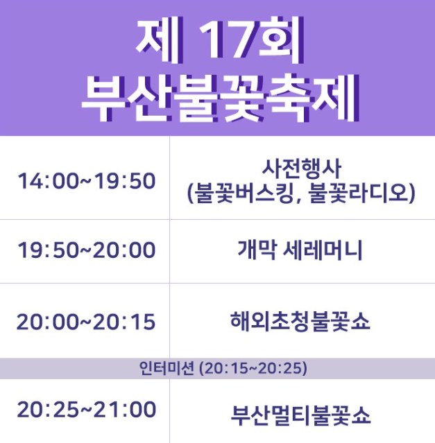 부산 불꽃축제 시간표