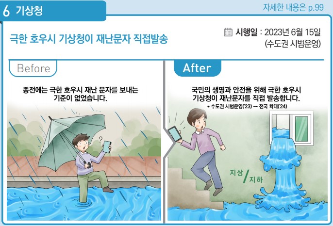 극한 호우시 기상청이 재난문자 직접발송