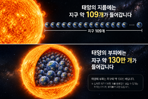 태양 크기 비교, 지구는 태양 안에 몇 개나 들어갈까?