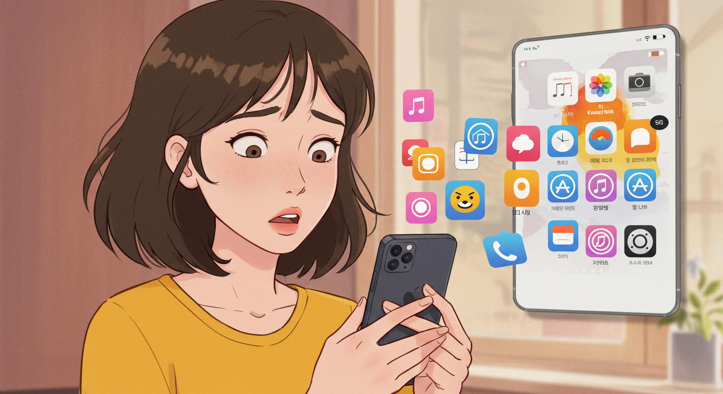 아이폰에서 카카오톡이 자동으로 바뀌어 당황한 표정의 썸네일