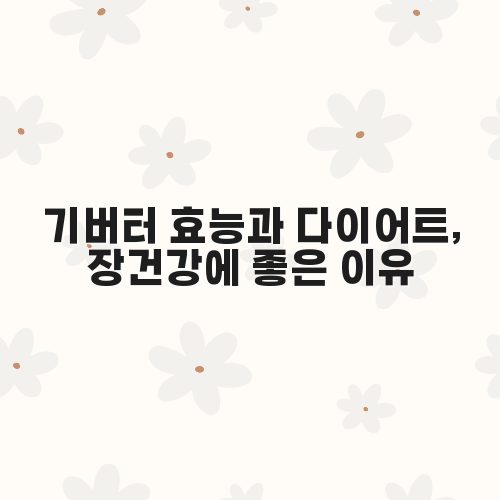 기버터 효능과 다이어트, 장건강에 좋은 이유