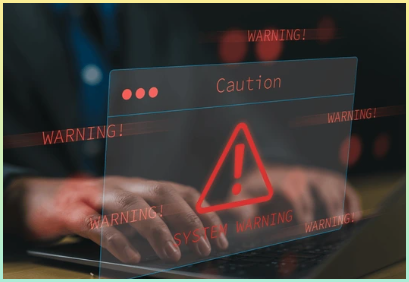 시스템 경고 해킹 경보, 컴퓨터 네트워크에 사이버 공격. 사이버 보안 취약성, 데이터 침해, 불법 연결, 정보 개념 손상. 악성 소프트웨어, 바이러스 및 사이버 범죄.