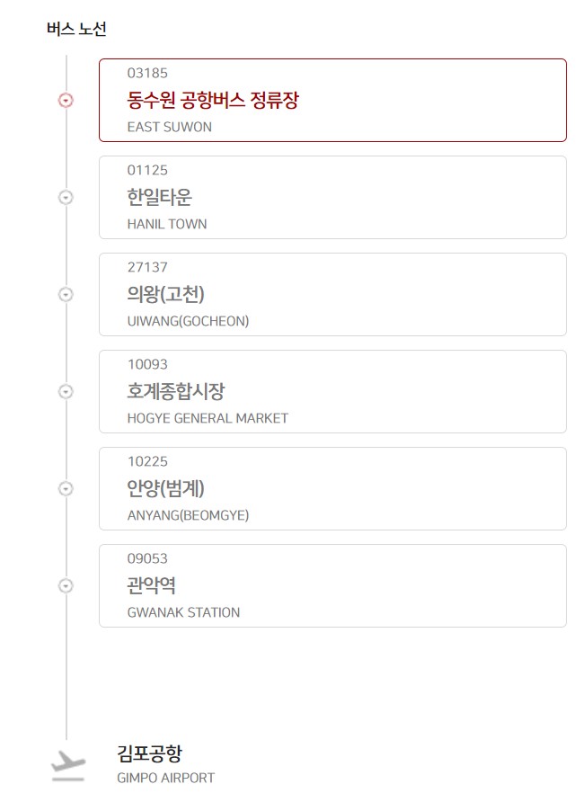 수원-의왕-안양-김포공항 가는 공항버스 시간 요금 정류장 위치 노선도2