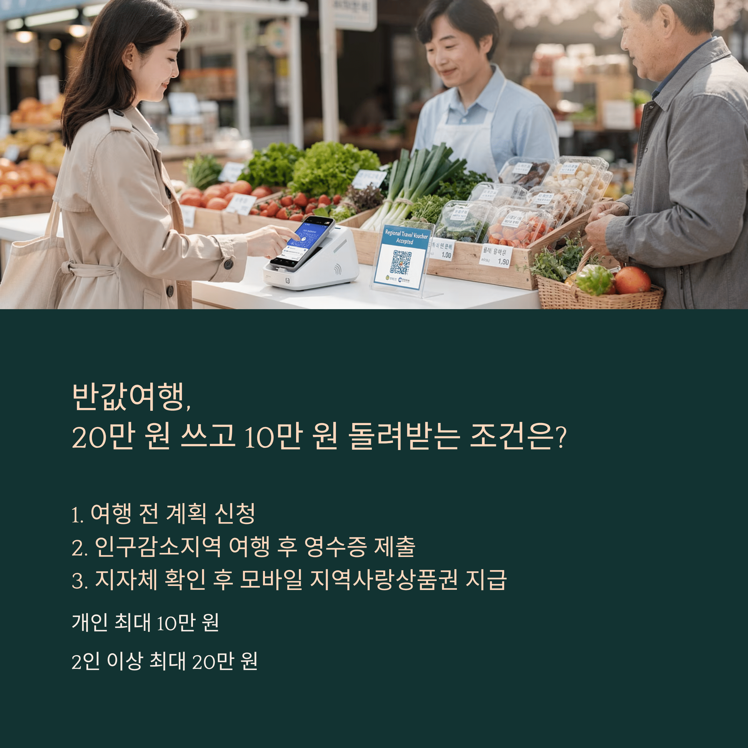 반값 여행 20만 원 쓰고 10만 원 돌려받는 조건은