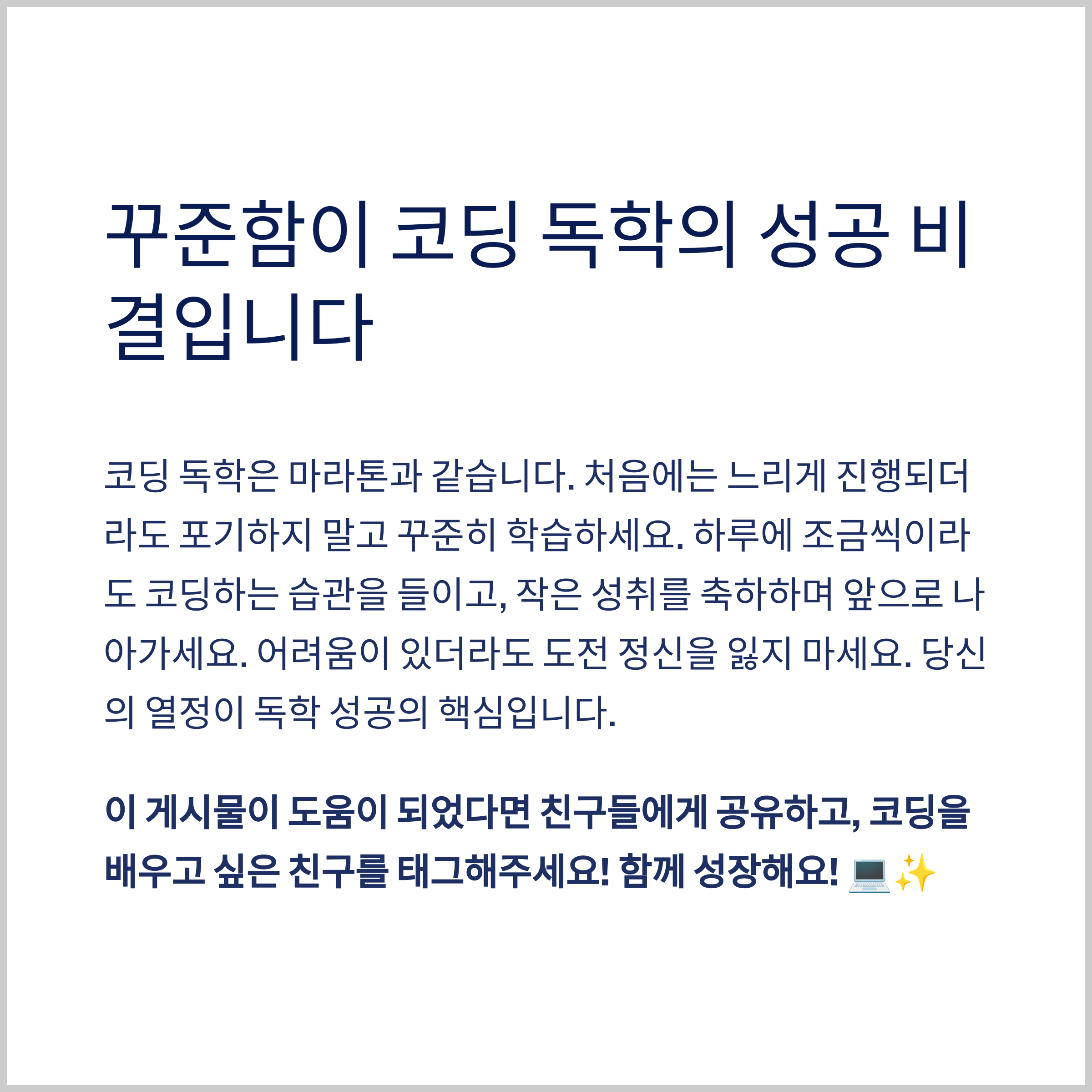 꾸준함이 코딩 독학의 성공 비결입니다