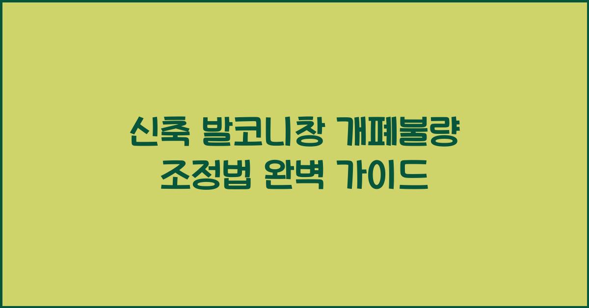 신축 발코니창 개폐불량 조정법