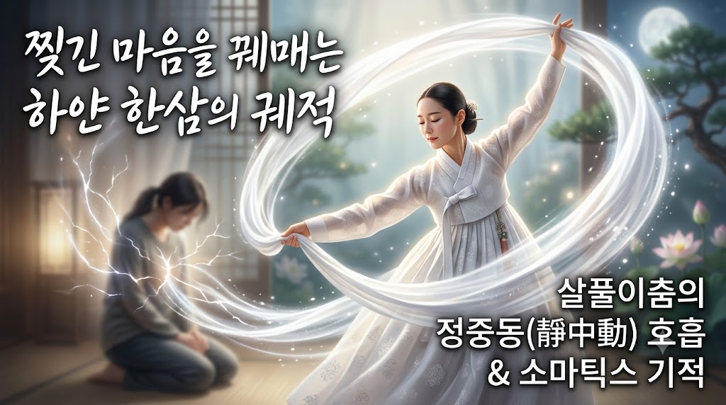 찢긴 마음을 꿰매는 하얀 한삼의 궤적: 살풀이춤의 정중동(靜中動) 호흡이 트라우마 환자의 신체 감각과 영혼을 치유하는 소마틱스의 기적