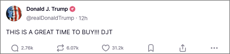 트루스 소셜의 트럼프 게시물