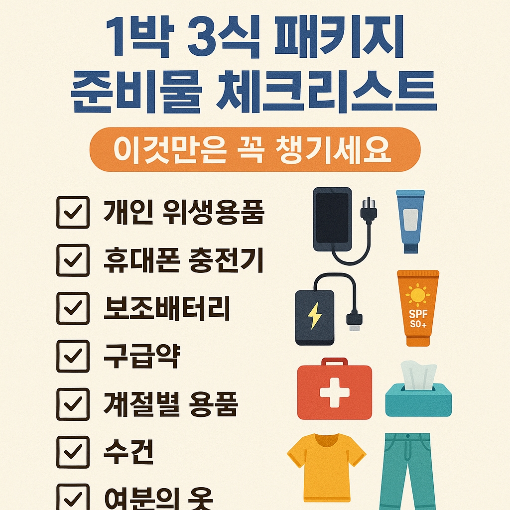 1박 3식 패키지 준비물 체크리스트, 이것만은 꼭 챙기세요