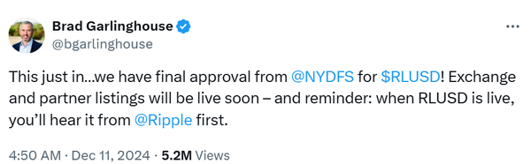 리플 갈링하우스 스테이블코인 승인