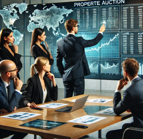 경제 위기 속 부동산 경매 투자법에 대해 회의하는 모습