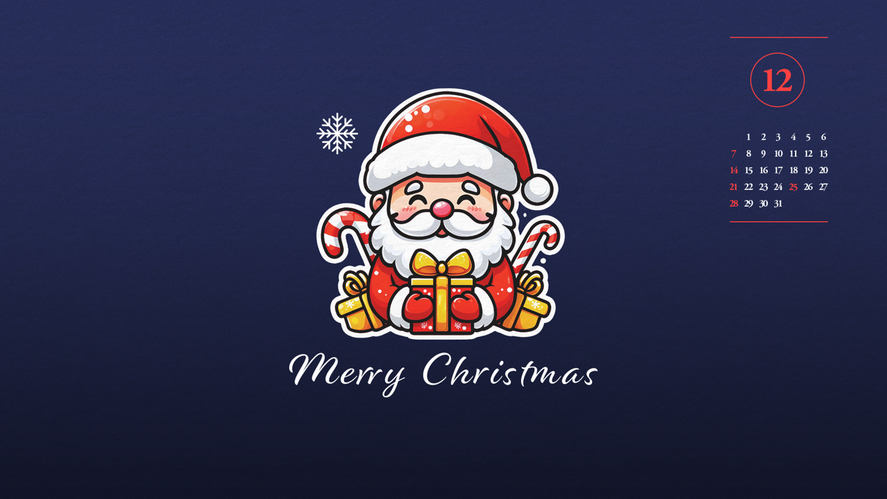 03 선물상자를 든 산타클로스 A - 2025년12월 달력배경화면