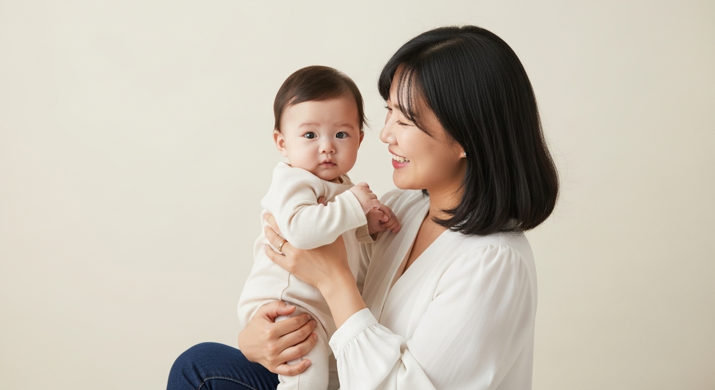 엄마와 아기 사진