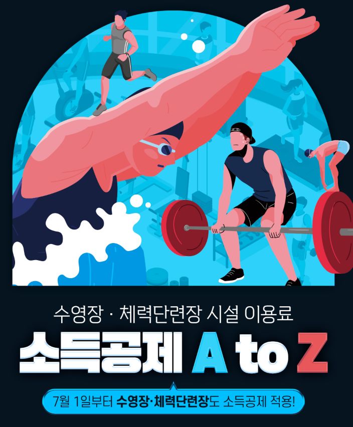 수영장에서 운동하고 현금 혜택 받는 문화비 소득공제 안내 일러스트 