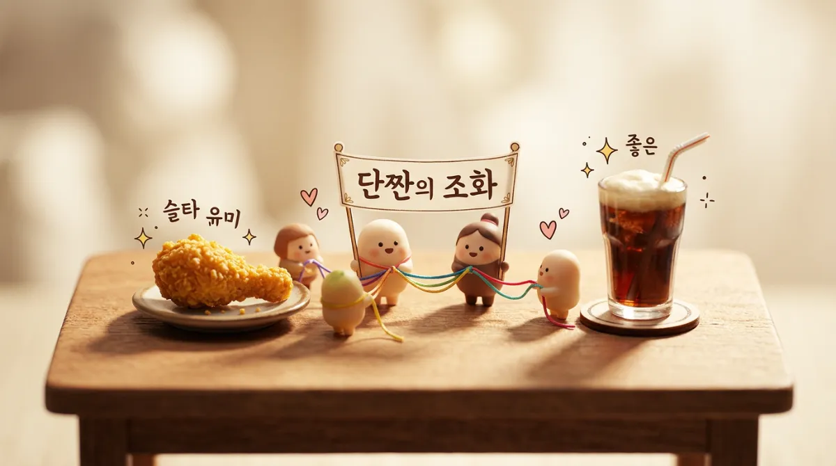 치킨의 짠맛과 콜라의 단맛의 조화를 표현한 미니어처 디오라마