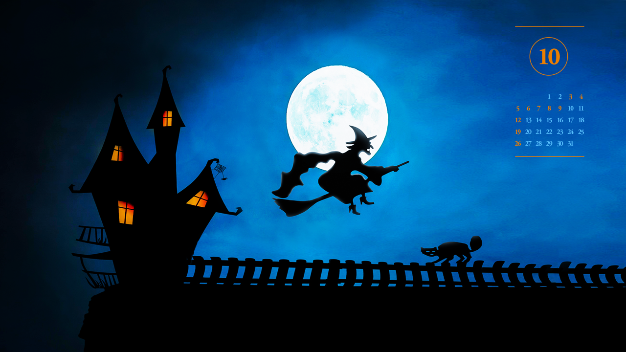 12 할로윈 마녀 A - 2025년10월 노트북배경화면