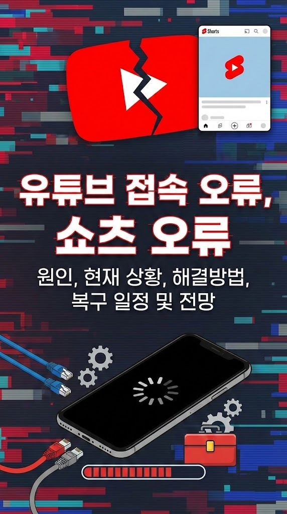 유튜브 접속 오류, 쇼츠 오류, 원인, 현재 상황, 해결방법, 복구 일정 및 전망