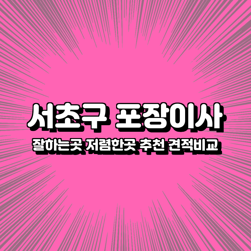 서초구 포장이사 잘하는곳 저렴한곳 추